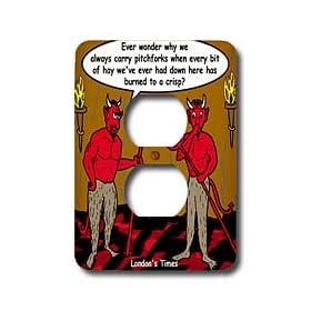 Rich Diesslins Religion Heaven Hell Cartoons - Devilish Questions - Light Switch Covers - 2 plug outlet cover