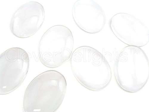 25 CleverDelights Glass Oval Cabochons - 30x40mm - Clear Magnifying Cabs - Dome Pendant Cab - For Cameo Pendants, Photo Jewelry, Rings, Necklaces - 40x30mm - 1 3/16