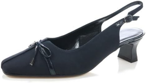 Van Eli Womens Rip Navy Blue Fabric Slip On Slingback Pumps Split Toe Bow 6 WW