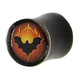0 Gauge FLAMING BAT Organic Horn Plug
