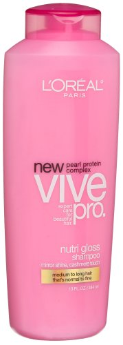L'Oreal Vive Pro Nutri Gloss Shampoo Medium To Long Hair That's Normal To Fine 13 oz.