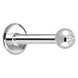 Solid 14KT White Gold Genuine 1.5mm Diamond Internally Threaded Labret