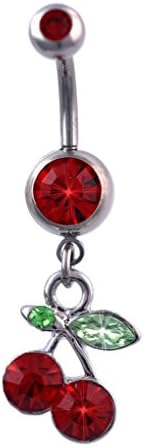 Rose Candy Red Cherry Fruit Charm Dangle Navel Belly Button Ring Body Piercing Jewelry