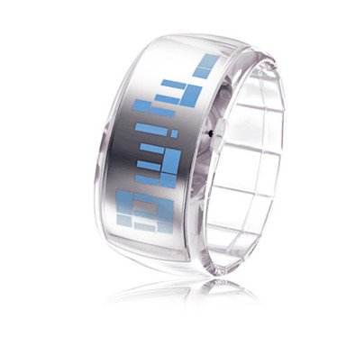 Bracelet Design Future Blue LED Wrist Watch - Transparent Whitev