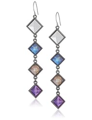 Kensie "Naughty and Nice" Hematite-Plated Pyramid Linear Drop Earrings