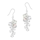 Sterling+Silver+Aurora+Borealis+Swarovski+Crystal+Cluster+Dangle+Earrings