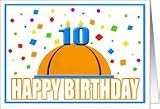 10 Years Old Birthday Slam Dunk Basketball Theme Cake Card