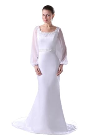 ateau Long Sleeves Bodice Pearl Detailing Me