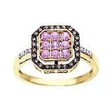Pink Sapphire and Champagne Diamond Ring in 10kt. Gold
