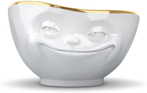 Fiftyeight TV Cups, Bowl, Grining, for Müsli and Desserts, Porcelain, White/Gold, 500ml