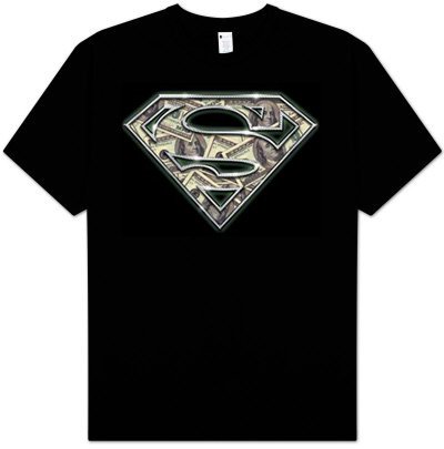  Superman ALL ABOUT THE BENJAMINS Adult Black T-shirt Tee Shirt