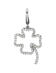 14K White Gold 1/4 Ct Tw Diamond Four-Leaf Clover Charm