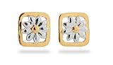 Eve's Addiction Sterling Silver Daisy Stud Earrings in Gold Border