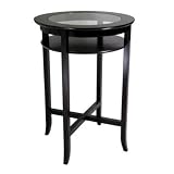 Pub Table w/ Glass Top and Shelf (Espresso) (42'H x 30'W x 30'D)