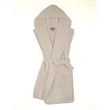 French Waffle Weave Terry cloth Hooded Bath Robe White with Yellow Bebe Design