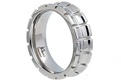 G-Newton Tire Pattern Polished Titanium Ring
