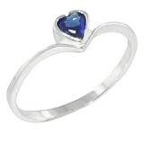 Sterling Silver Heart Cut Cz Sapphire Promise Ring