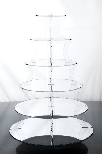 6 Tier Mirrored Acrylic Cup Cake Stand for Weddings and Parties
