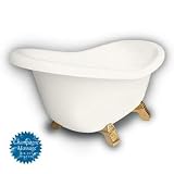 American Bath Factory B1-1600-BB-NH-M2-45-PB-C1-LH Princess Slipper Clawfoot Bathtub in Bisque, Arma