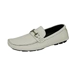 Hand Made Natazzi Mens Shoes Designer Driving Moccasin Men's Leather Loafer Slip-On Model Kenzo L-110 White