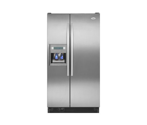 Whirlpool Gold GD5DHAXVA 25.3 cu. ft. Side-by-Side Refrigerator with 3 Adjustable SpillGuard Shelves, Cantilevered Shelving, In-Door-Ice Plus Ice Dispensing System and 6th Sense Temperature Management System: Monochromatic Satina