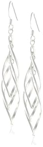 Sterling Silver Linear Swirl French Wire Earrings