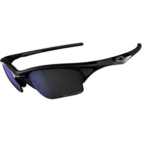 Oakley Half Jacket XLJ Men's Polarized Sport Fishing Specific Racewear Sunglasses - Color: Polished Black/Deep Blue, Size: One Size Fits All