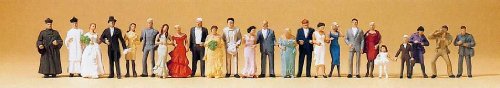 WEDDING PARTY AND GUESTS - PREISER HO SCALE MODEL TRAIN FIGURES 14415