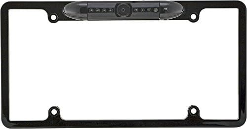 Rear-view/Back-up License Plate Color Camera with Night Vision and Parking Guide Lines HK-LP108U Black