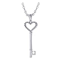 1/8 CT Black Diamond Key Pendant In Sterling Silver With 18 Inch Chain