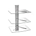 WALI CS303S Floating Wall Mounted Shelf with Transparent Strengthened Tempered Glass for DVD Players,Cable Boxes, Games Consoles, TV Accessories 3 Shelf, Silver