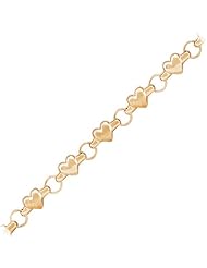 10" Heart Anklet in 14K Yellow Gold