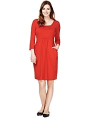 Plus Drape Pockets Elasticated Front Tunic Dress