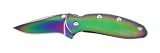 Kershaw Chive Ken Onion Folding Knife Rainbow Plain Mod Drop Point Frame Lock/Pocket Clip 1.938 Titanium-Oxide Coated Steel Box
