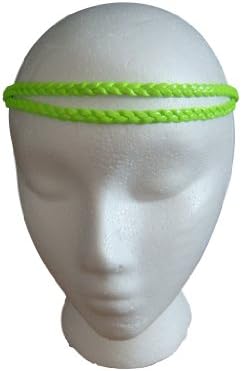 LIME GREEN NEON / OPTIC YELLOW Faux Leather Double Braid Elastic Stretch Headband / Hairband *Headband Only, No Box* [Neon Celebrity Edition]