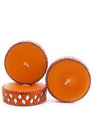 Three Beaded Tealite Set Without Lid In PVC Box - Cinnamon