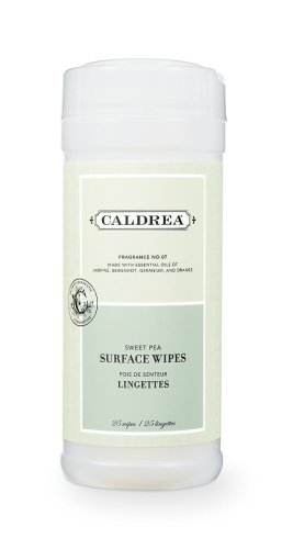 Caldrea Surface Wipes, Sweet Pea, 25-Count Tubes (Pack of 6) by Caldrea