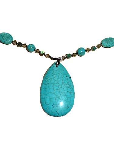 HAWAIIAN DESIGNED TURQUOISE & CRYSTAL NECKLACE