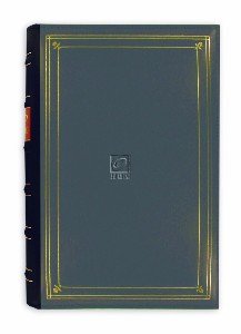 3-Ring Navy Blue Leather BI-DIRECTIONAL memo pocket album -