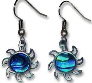 Hawaiian Paua Hook Earrings Sun