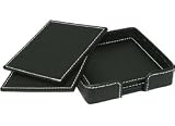Genuine Leather Beverage Coasters - Black