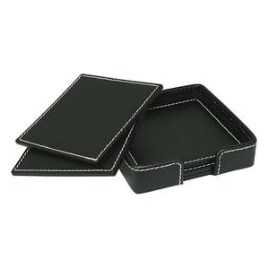 Genuine Leather Beverage Coasters - Black by Bey-Berk International