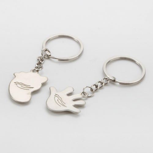 LoveInTheBox Palm and Feet Shaped Metal Keychain 1 Pair Pendants Ornament For Handbags Or Schoole Pack Christmas Thank You Gift Cool Key Holders Lanyards Fobs