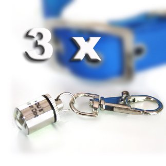 PACK OF 3 Hows Your Dog LED Flashing Nighttime Safety Pet Blinker - Blue & White