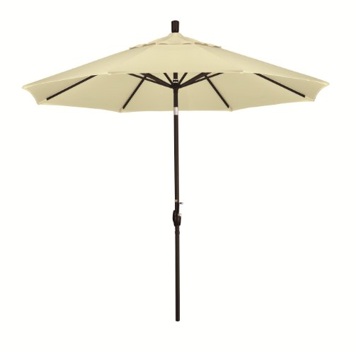 California Umbrella GSPT908302-SA04 9-Feet Pacifica Fabric Aluminum Push Button Tilt Market Umbrella with Black Pole, Natural