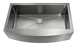 LI-1100 Miranda Series 16 Gauge Undermount Single Bowl Apron Farmhouse Kitchen Sink with 10 Point Sound Pad Soundproofing System and 10