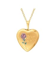 Gold over silver Heart Shaped "Mom" Locket w/ Rose Necklace