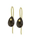 Gold Overlay Sterling Silver 8x5mm Pear-Shaped Briolette Smoky Earrings