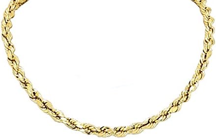 Real Solid 14k Yellow Gold Diamond Cut Rope Chain 16" to 26", 3.0mm (26)