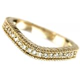 0.22ct Natural Stackable Diamond Wedding Band Ring 14k Yellow Gold